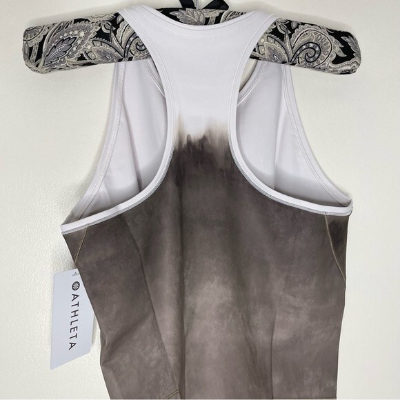 Athleta Shanti Watercolor Stripe Crop Top Tank Mortar Mushroom New Plus Size 2X - Picture 6 of 6